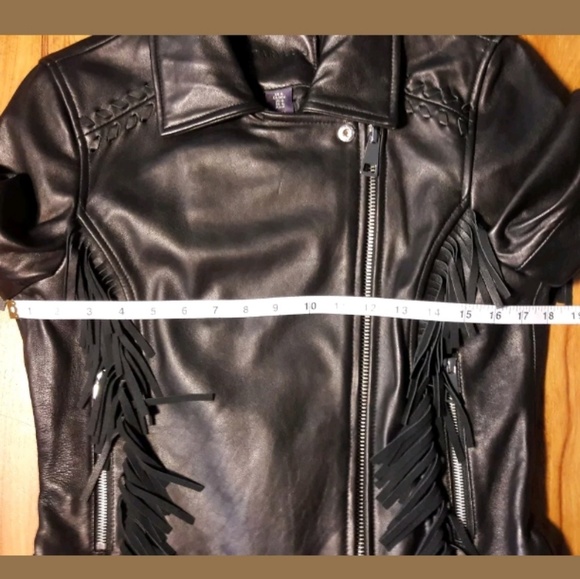 🌟SOLD🌟Amaryllis Black Leather Fringe Jacket - Picture 5 of 7